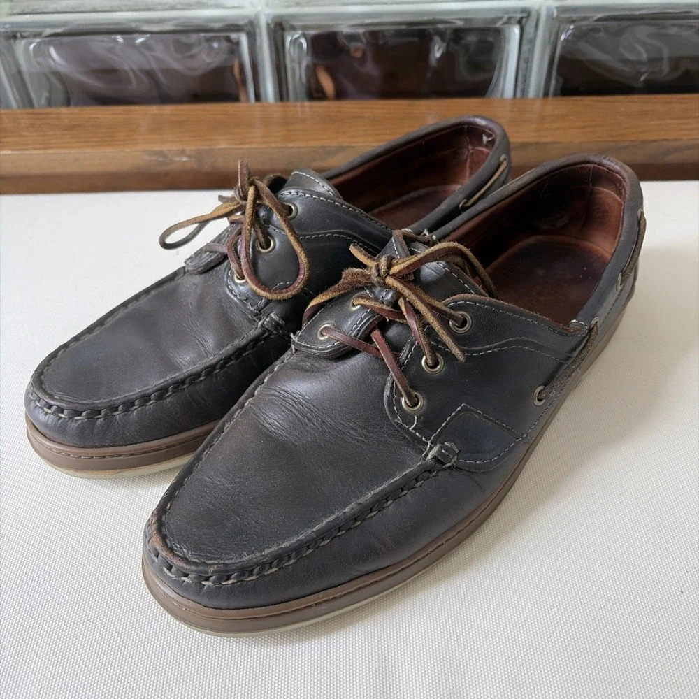 Allen Edmonds Eastport Leather Boat Shoe Men Size 10 D Dark Blue Green Black
